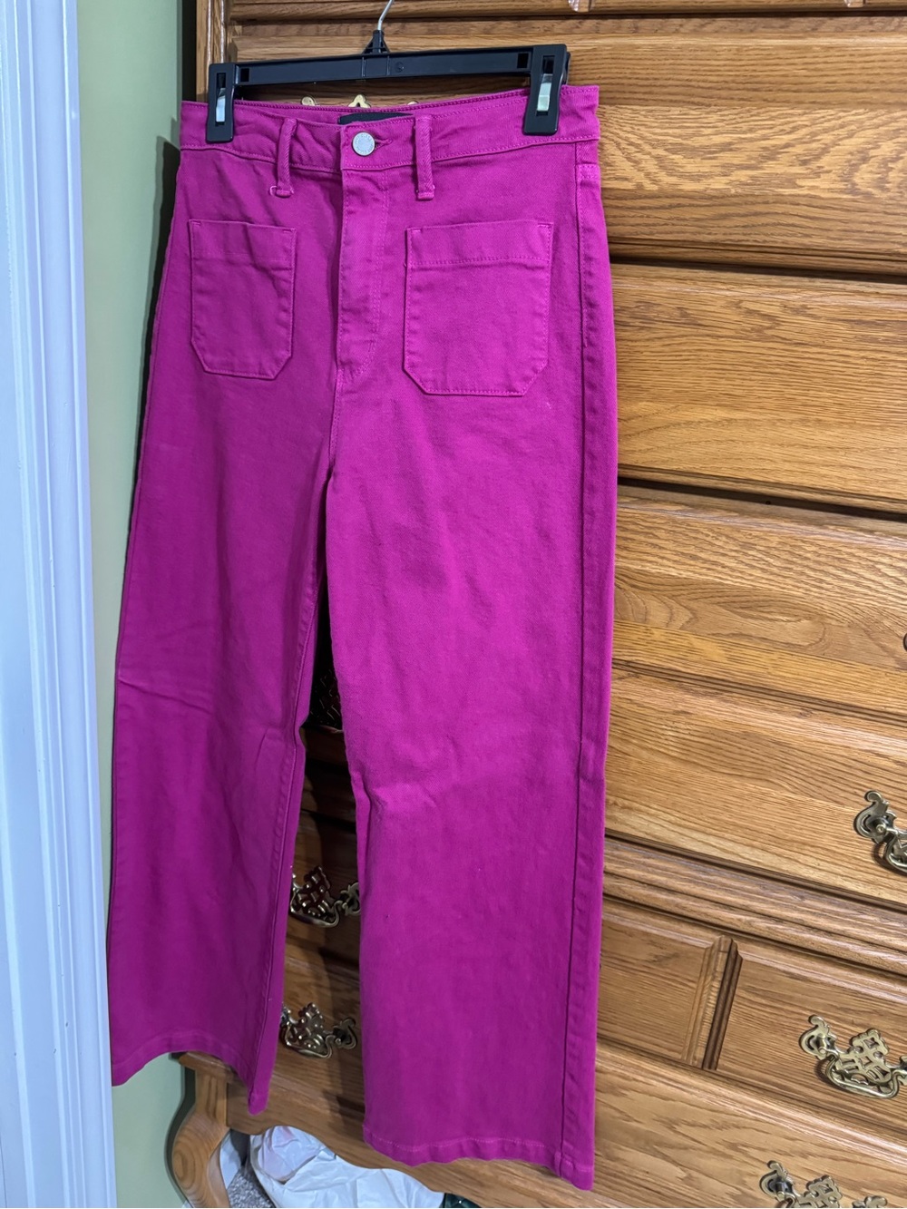 Just Black High-Rise Wide Leg Jeans in Fuchsia